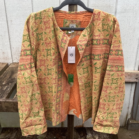 NEW Wings Hawaii vintage kantha JACKET blazer xl - Picture 2 of 5